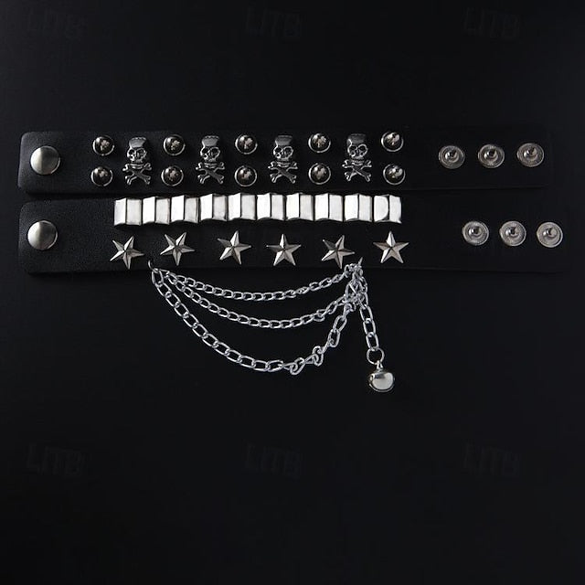 Punk Gothic Slave Bracelet with Finger Ring - Fashionably edgy costume jewelry for women