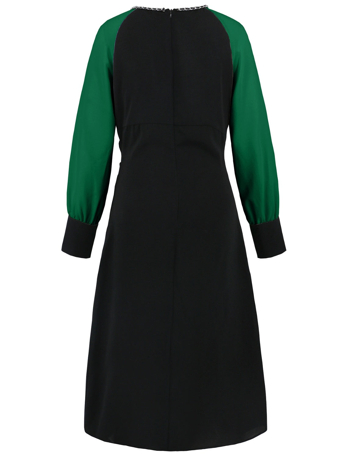 Ruched Contrast Long Sleeve Midi Dress