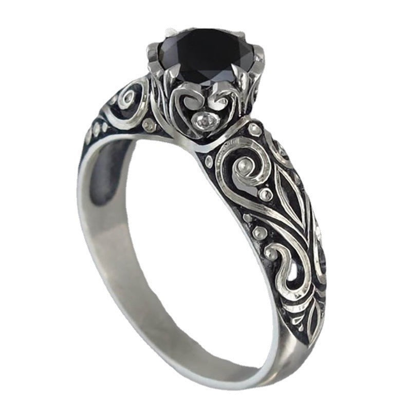 Black Simulated Onyx  Vintage Fashion Ring