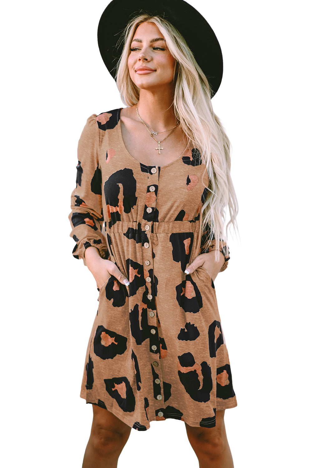 Leopard Pocket Short Sleeve Drawstring Lounge Set