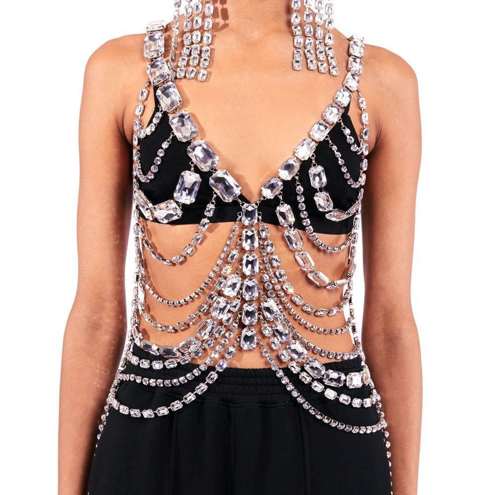 Jewelry Multi-layer Rhinestone Body Chain Exaggerated Festival Fashion