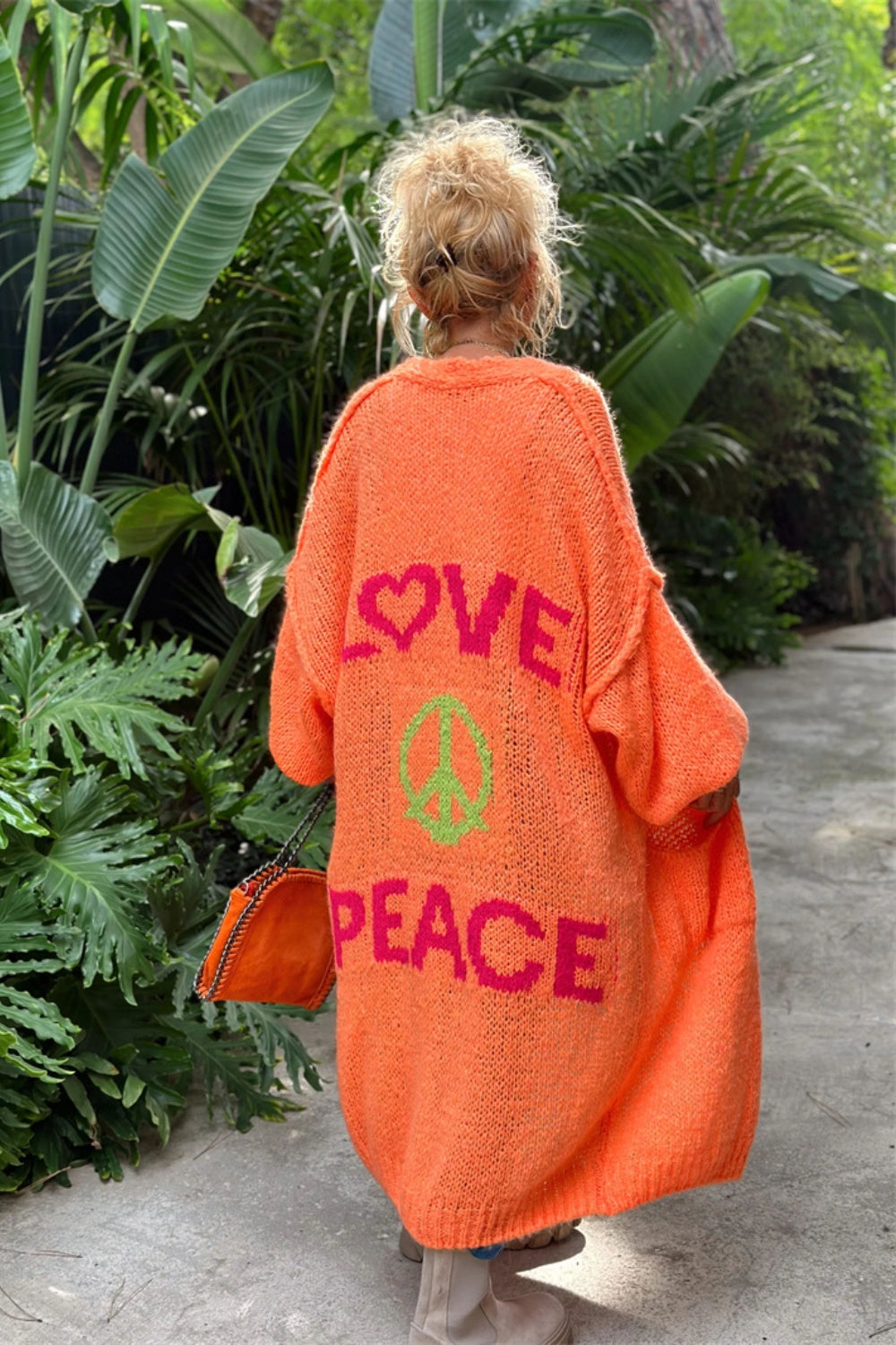 Love And Peace - Dropped Shoulder Long Sleeve Cardigan