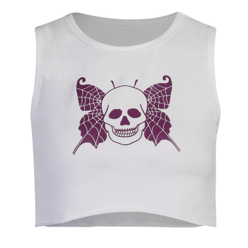 Punk Rock Goth Girl Graphic Printed Tank Tops and Tee Shirts Various Style Sexy Summer Festival Fashion Crop Tops