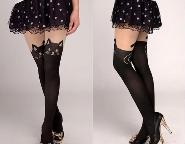 Cutie Cat Thigh High Pantyhose Stocking Socks