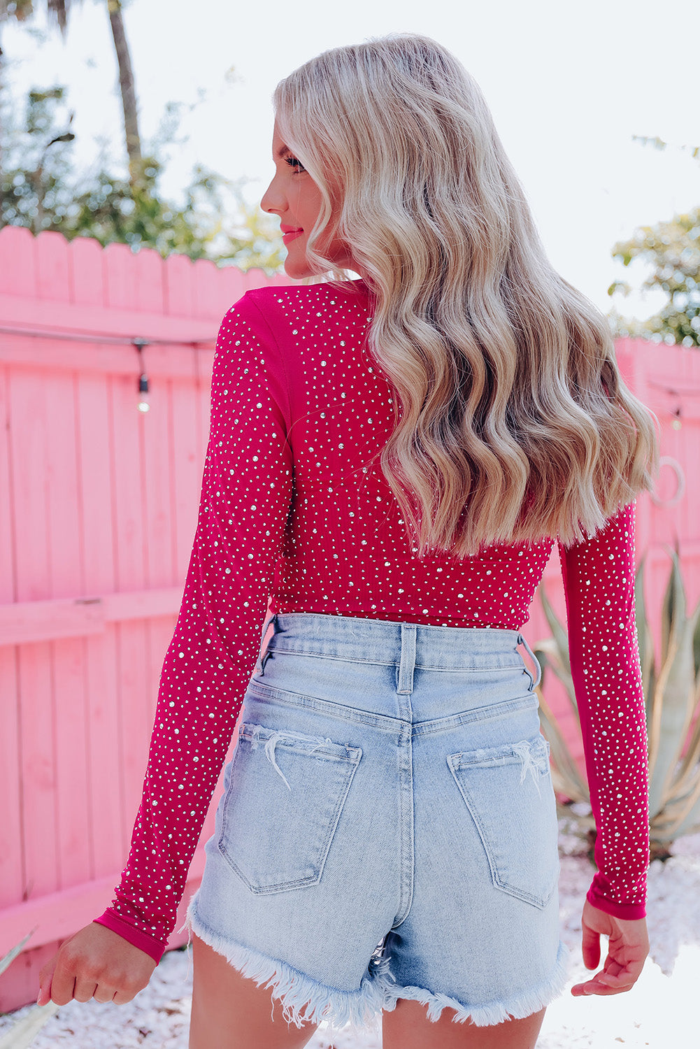 Rose Rhinestone Double Spaghetti Strap Crop Top