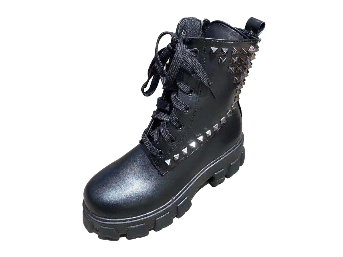 Studded Round Toe Women's Short Boots