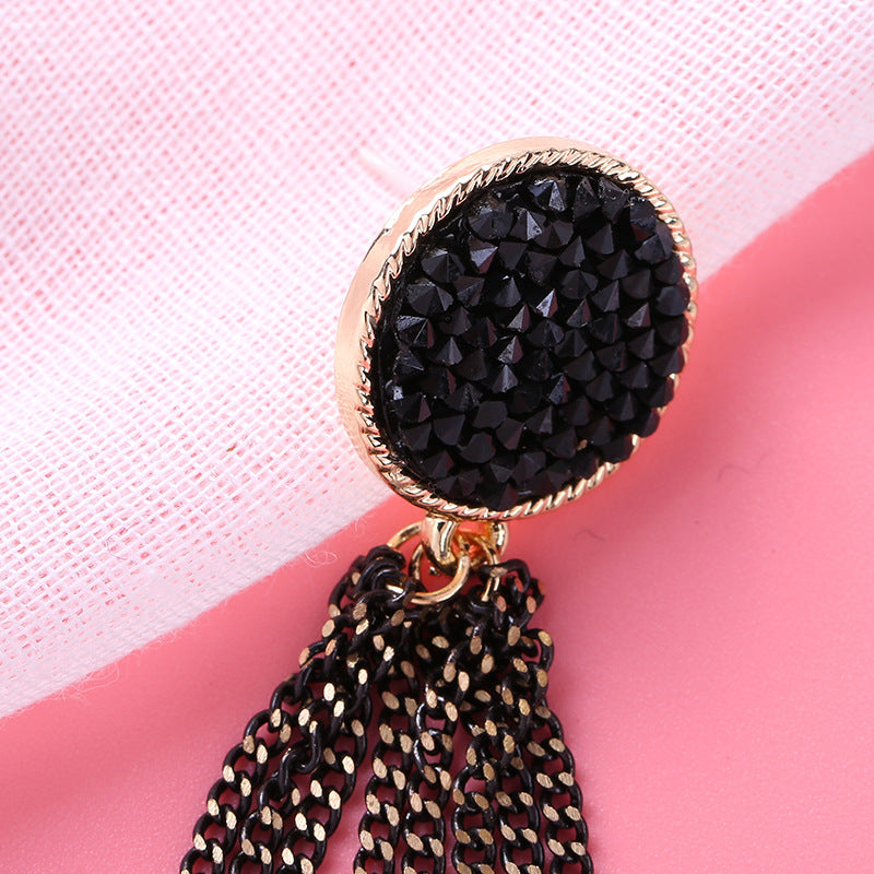 Trendy Black Tassel Boho Wild Statement Earrings