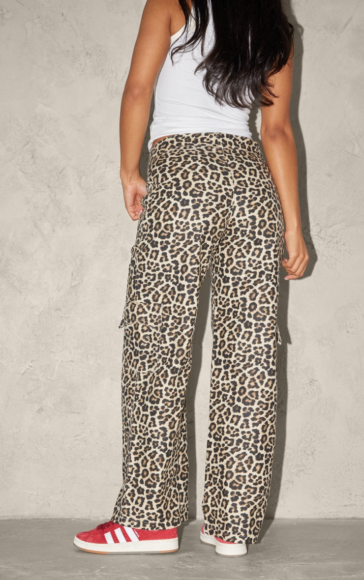 Leopard Printed Cargo Trousers