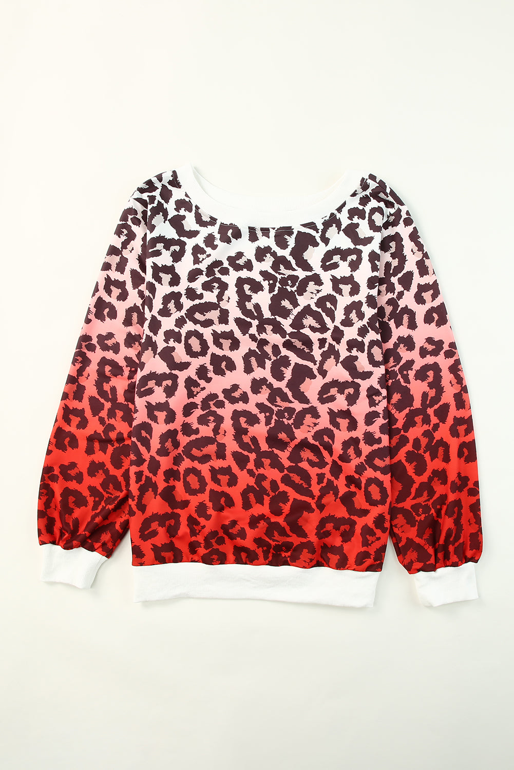 Cheetah Gradient Round Neck Long Sleeve Sweatshirt