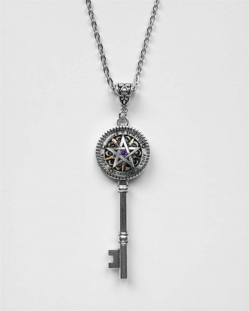 Magic Pentagram Key Pendant Necklace