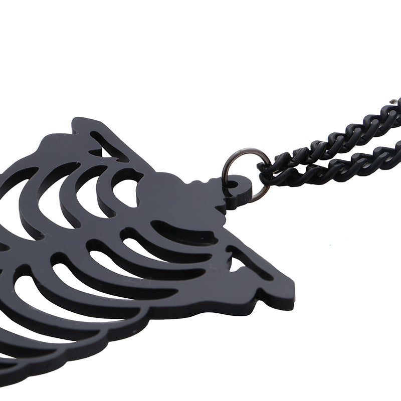 Dark Dripping Skeleton Rib Cage Necklace