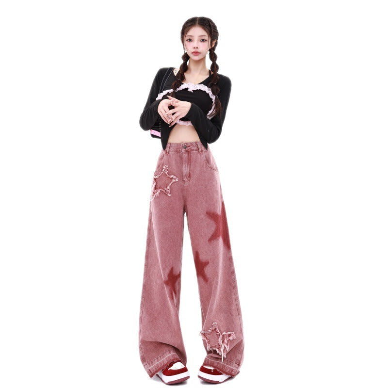 Fried Street Embroidered Jeans Wide Leg