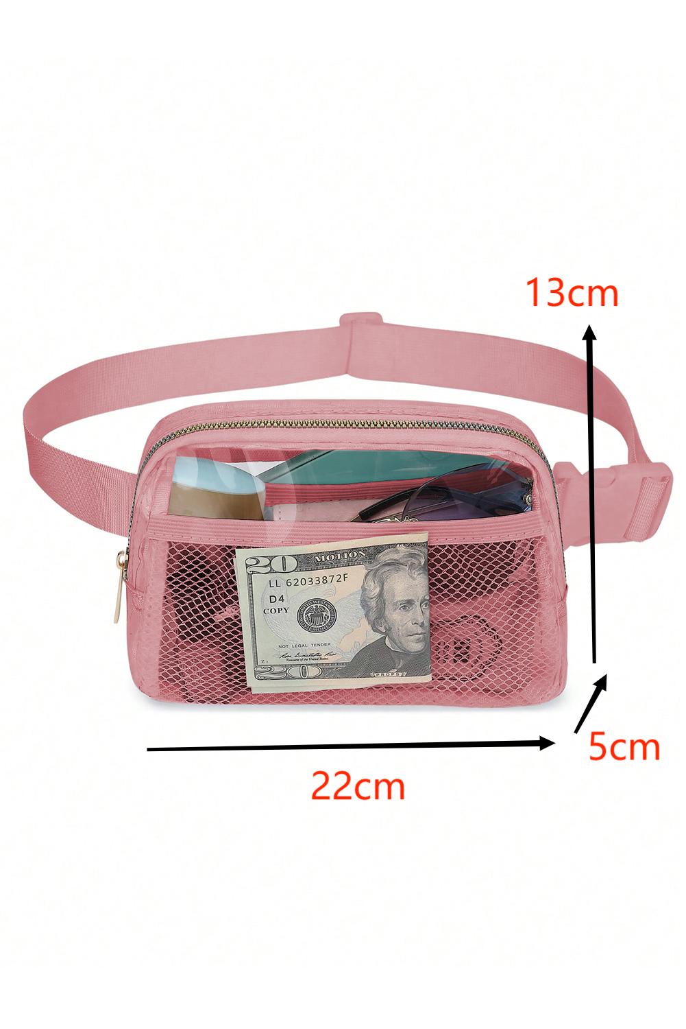 Dark Grey Adjustable Straps Zipper Clear Waist Bag