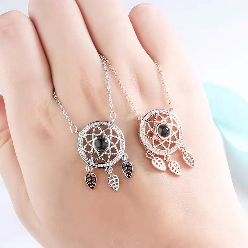 Elegant fashion dream catcher design projection necklace