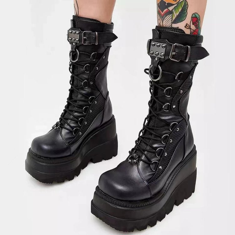 Plus Size Punk Style Street Platform Mid-tube Women's Boots