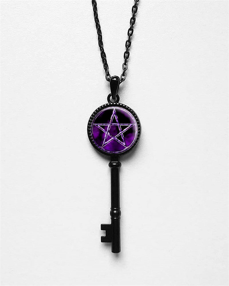 Magic Pentagram Key Pendant Necklace