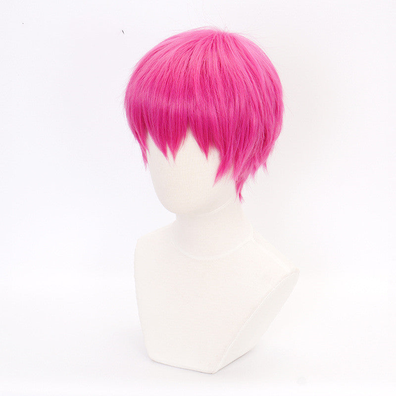 Rose Red Pink Short Hair Fringe Bangs Cosplay Wig