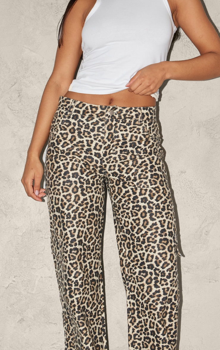 Leopard Printed Cargo Trousers