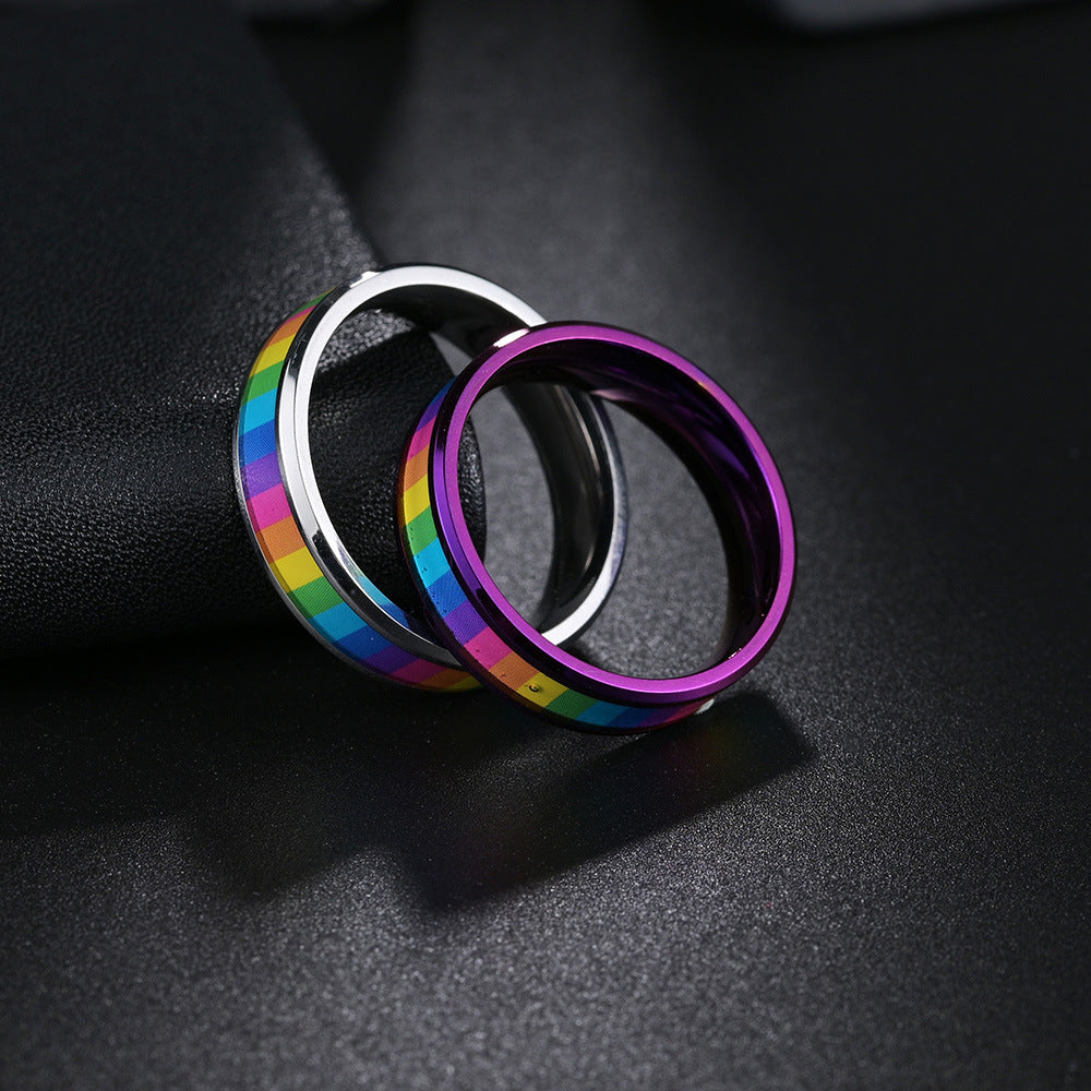 Men's Titanium Steel Rainbow Ring