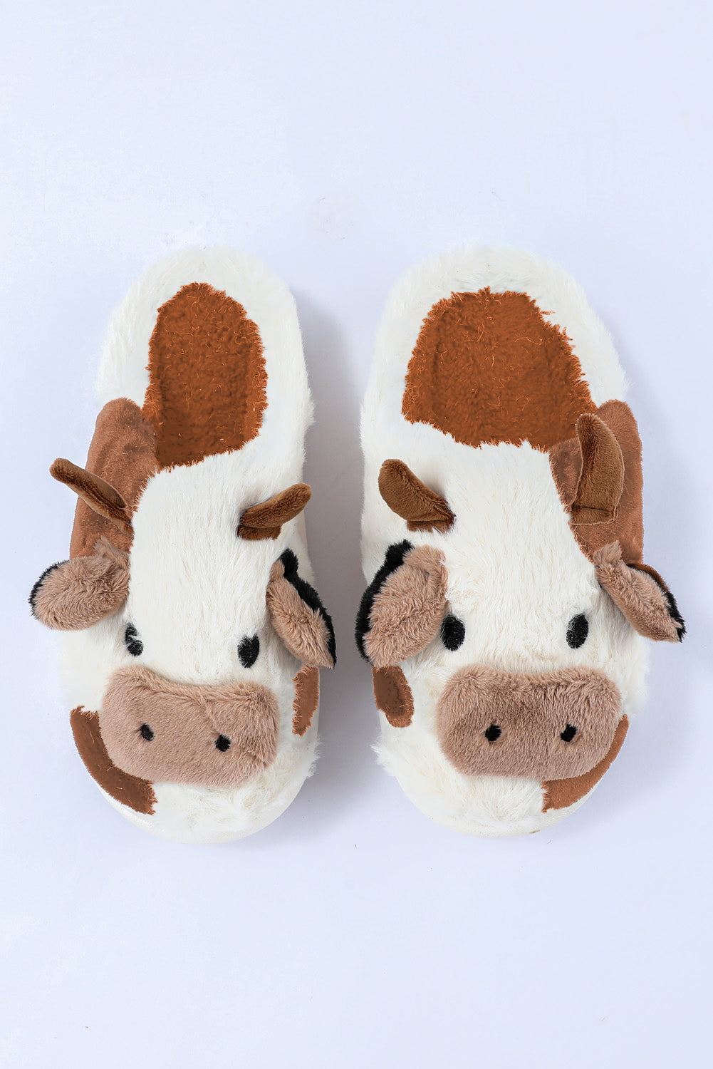 Camel Cartoon Cow Pattern Plush Lined Slippers