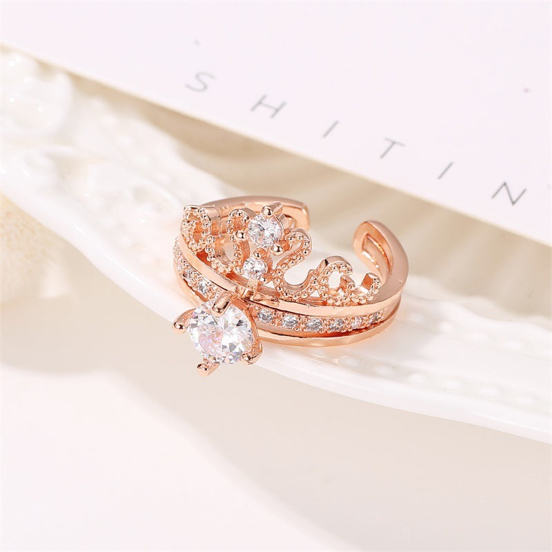 Goddess Crown Open Zircon Adjustable Ring