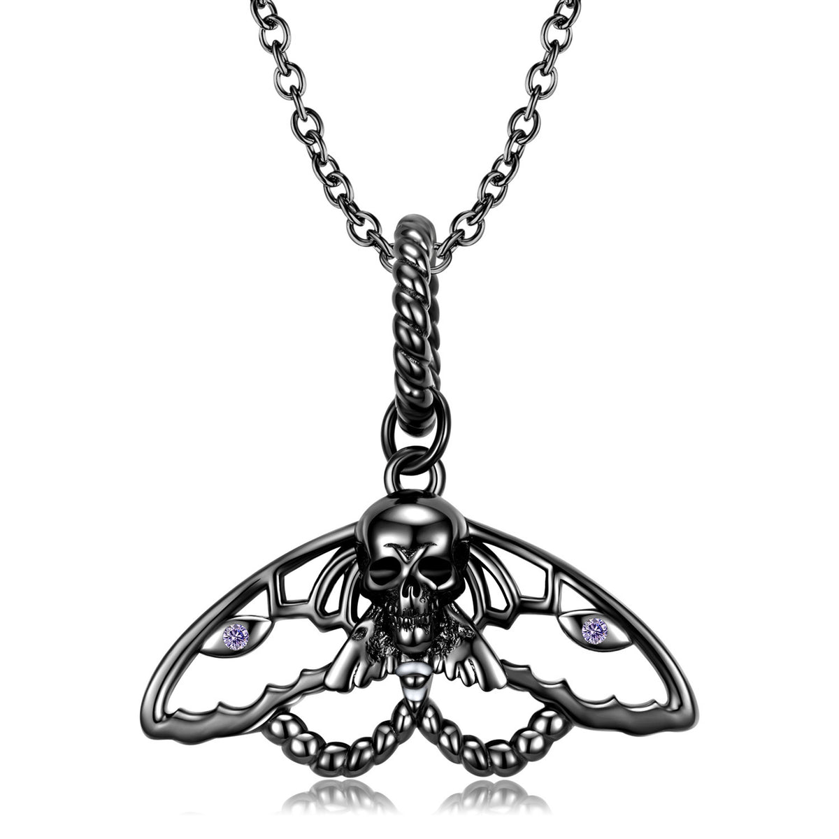 Skull Moth Pendant S925 Sterling Silver Plating Black And Gold Necklace Chain Pendant And Set