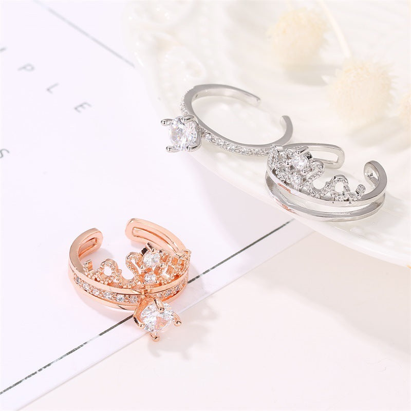 Goddess Crown Open Zircon Adjustable Ring