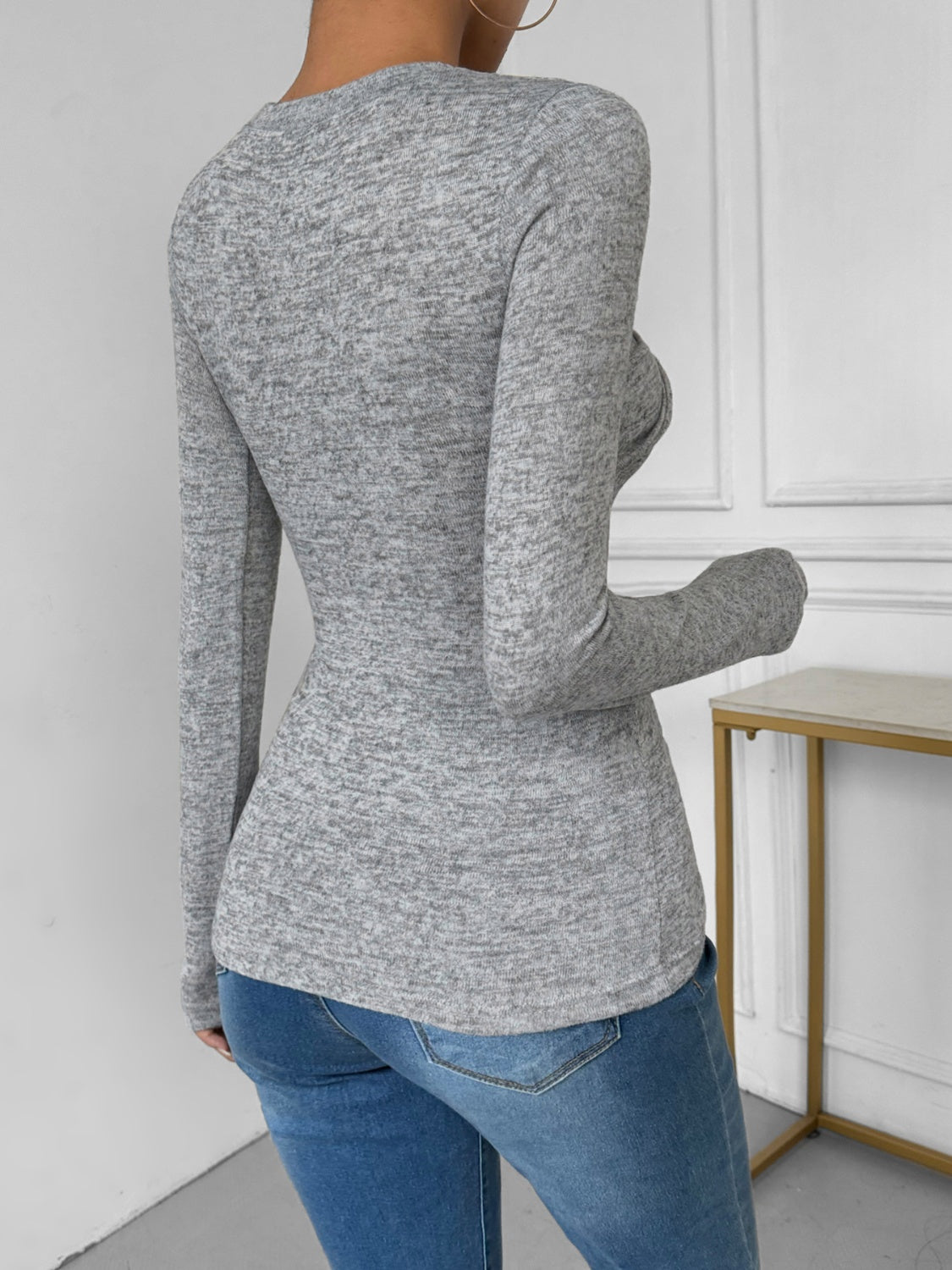 Twisted Round Neck Long Sleeve T-Shirt