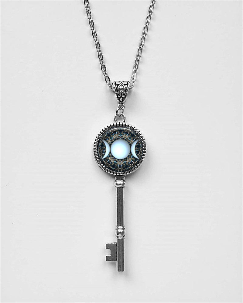 Magic Pentagram Key Pendant Necklace