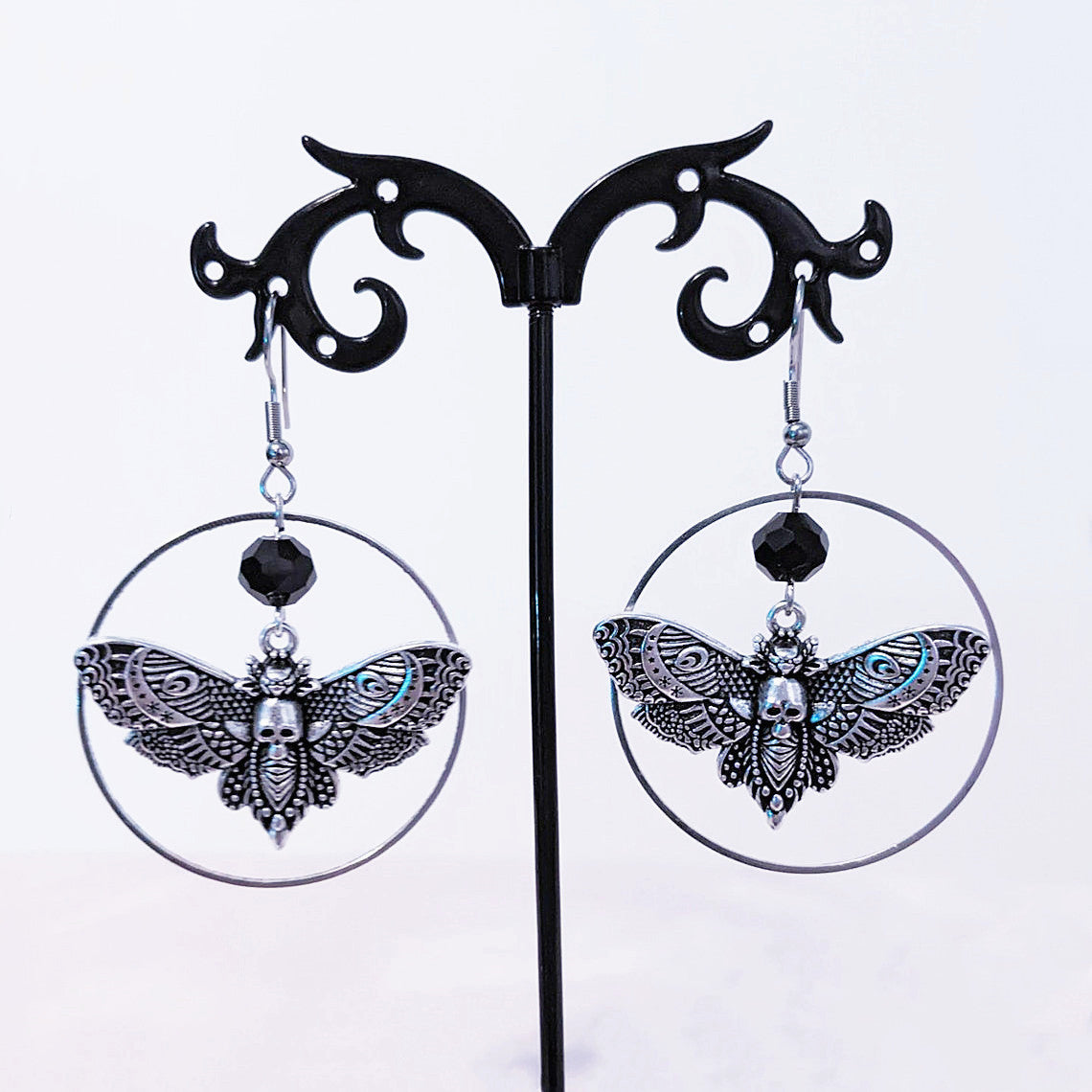 Gothic Skull Moth Turku Insect Earrings