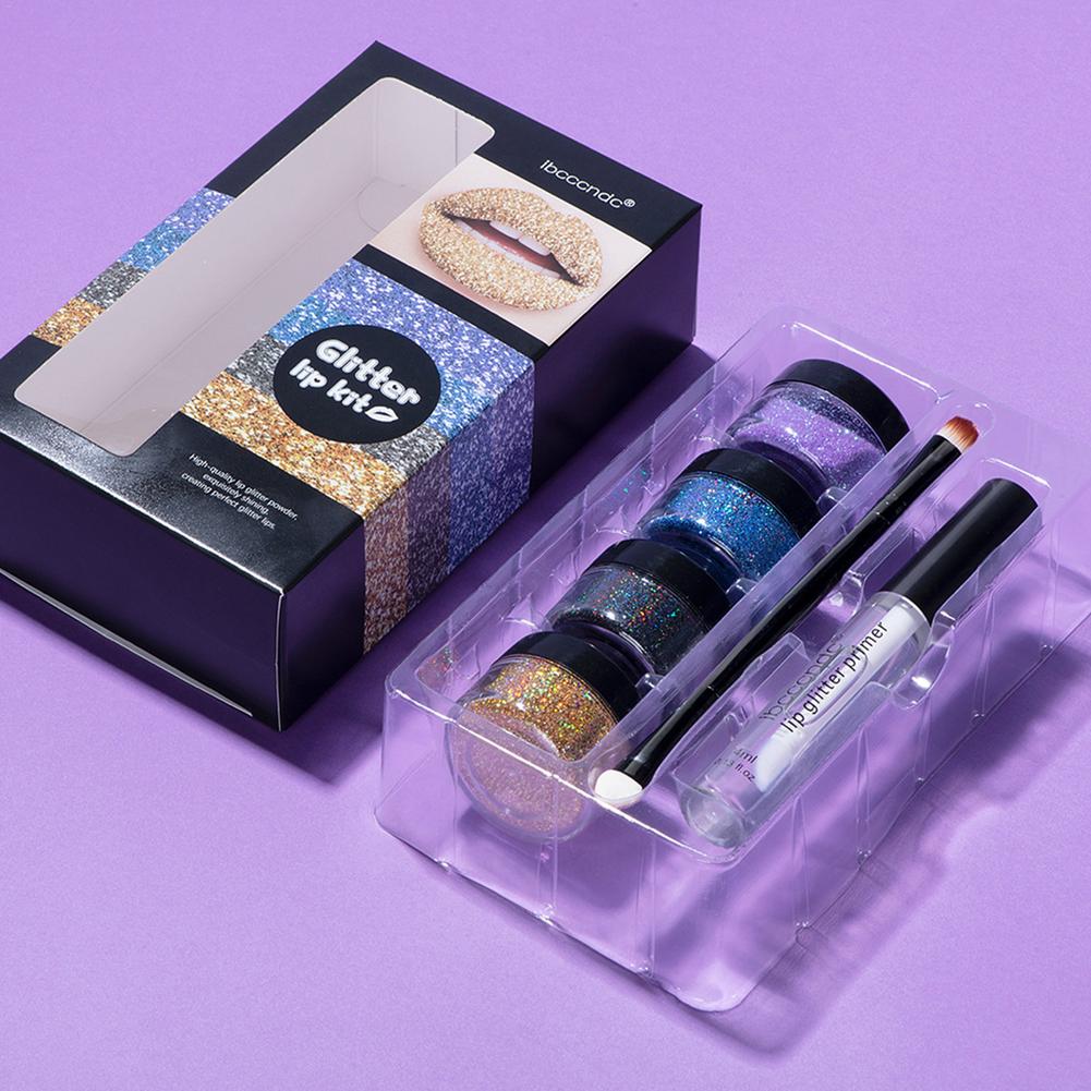 Glitter Lip Liquid Primer and Loose Glitter Sets High Sparkle Liquid Lipstick Lipgloss Cosplay Makeup Sets