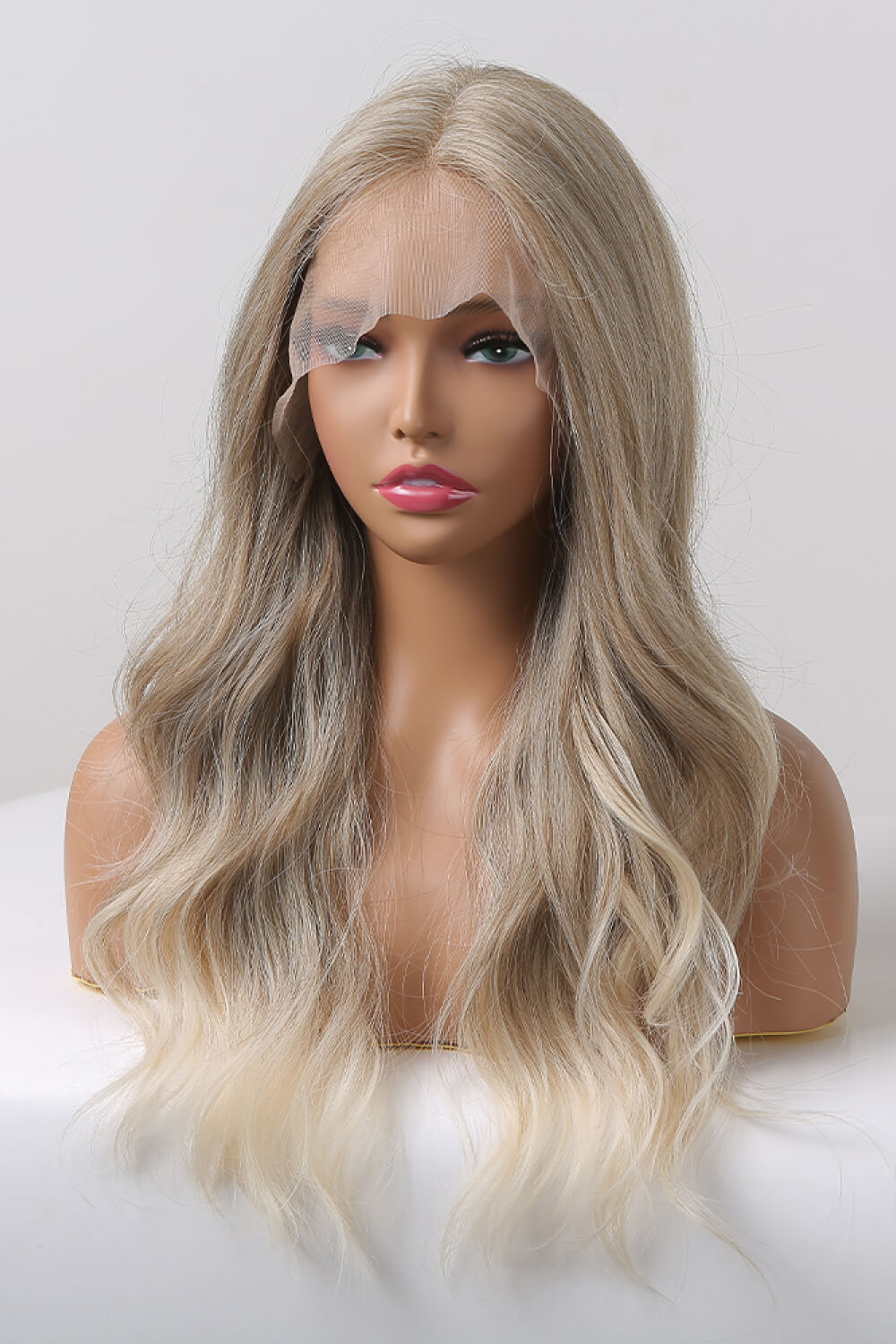 13x2 Lace Front Synthetic Wig – Long Wavy 24-Inch, 150% Density with Medium Blonde Highlights