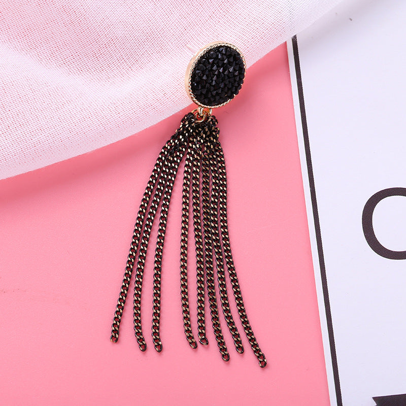 Trendy Black Tassel Boho Wild Statement Earrings