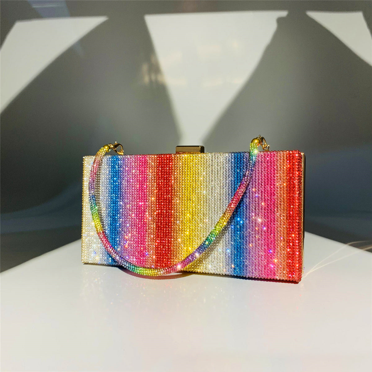 Hot Rhinestone Rainbow Dinner Clutch