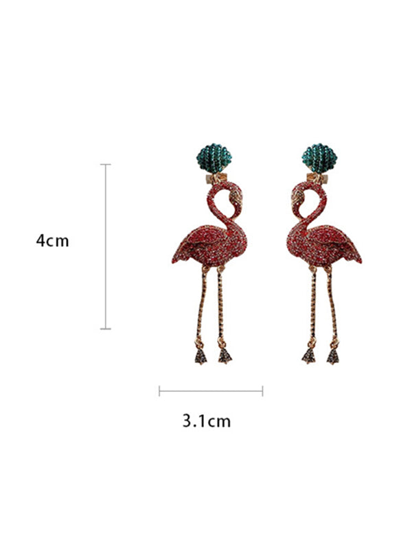 Glamorous Statement Flamingo Shaped Drop Earrings