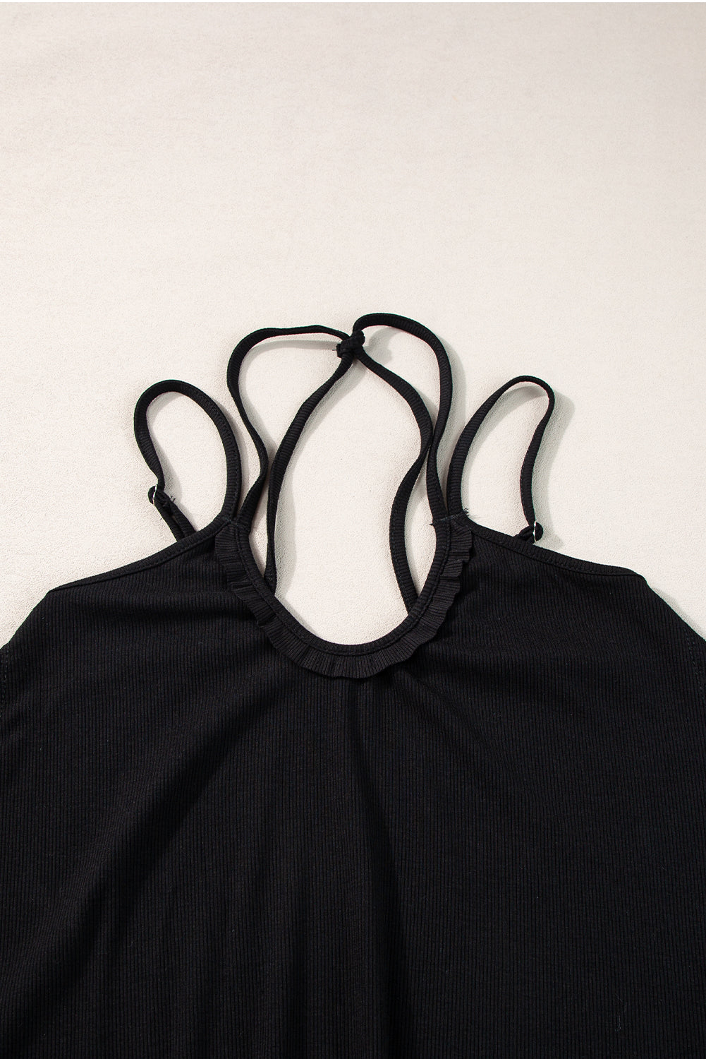 Black Exposed Seam Detail Double Straps Tank Top - Stylish Women's Sleeveless Shirt