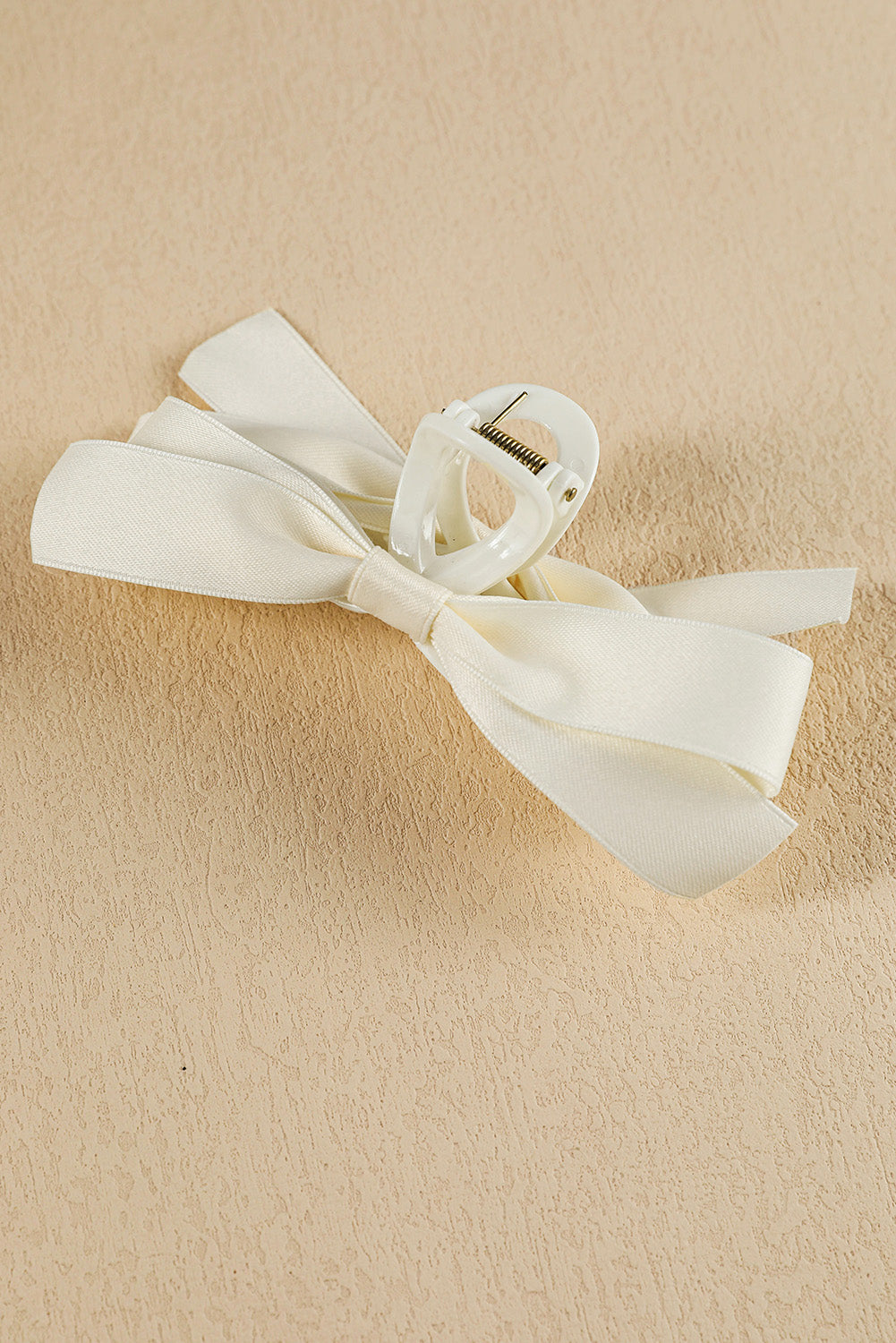 Light French Beige Bow Decor Large Hair Claw Clip