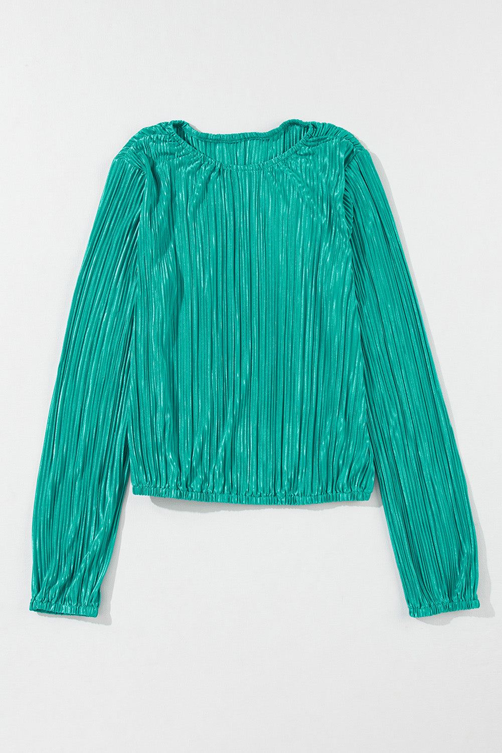 Bonbon Pleated Luster Long Sleeve Blouse