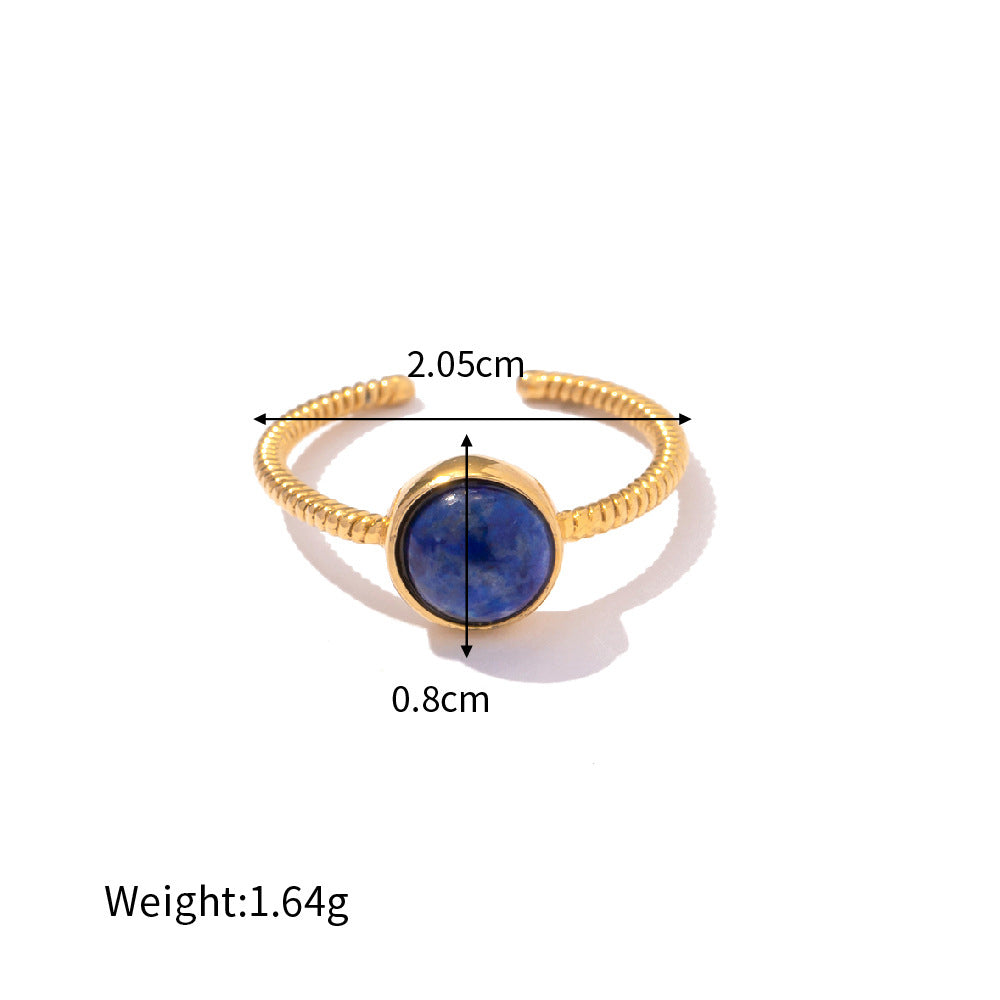 18K gold high-end light luxury lapis lazuli court retro ring