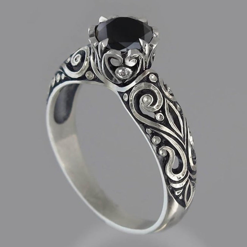 Black Simulated Onyx  Vintage Fashion Ring