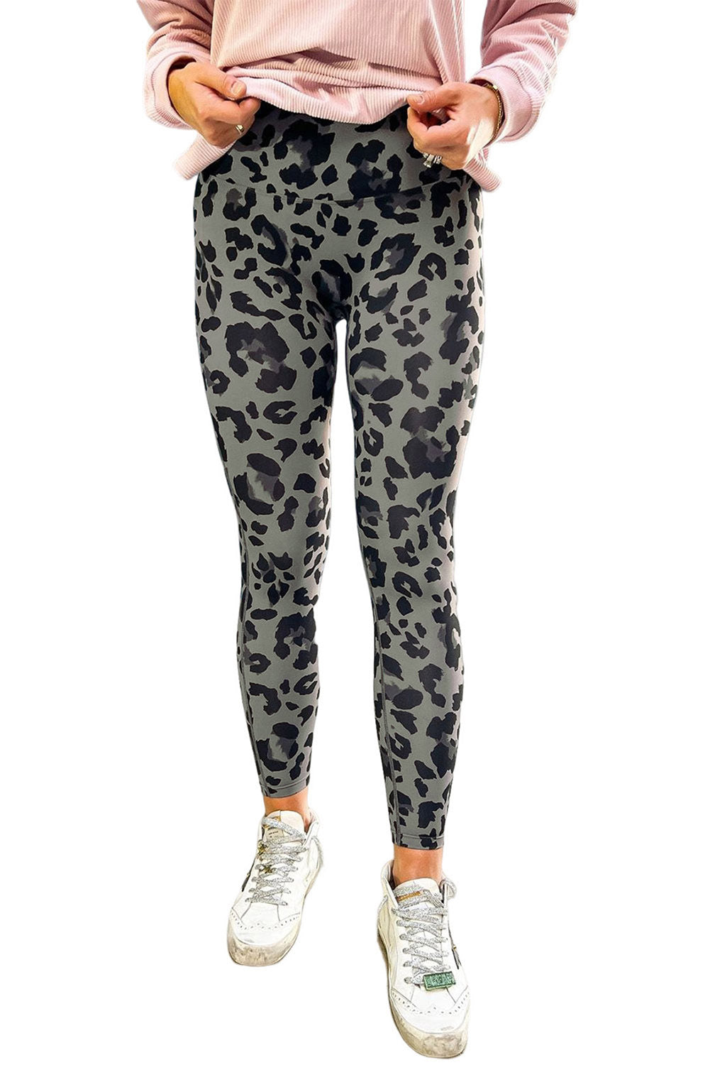 Blue Classic Leopard Print Active Leggings