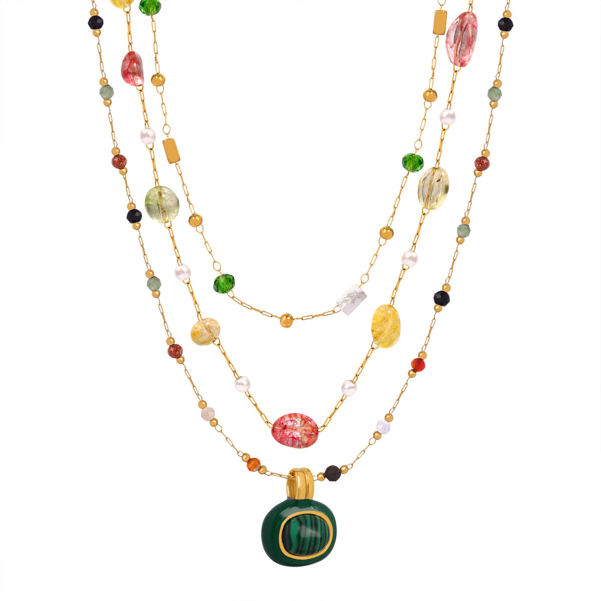 Exquisite and noble 18K gold collarbone chain and gemstone design necklace