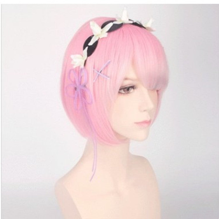 Split Bang Tapered Bob Hairstyle Cosplay Wig in Pale Blue or Pale Pink