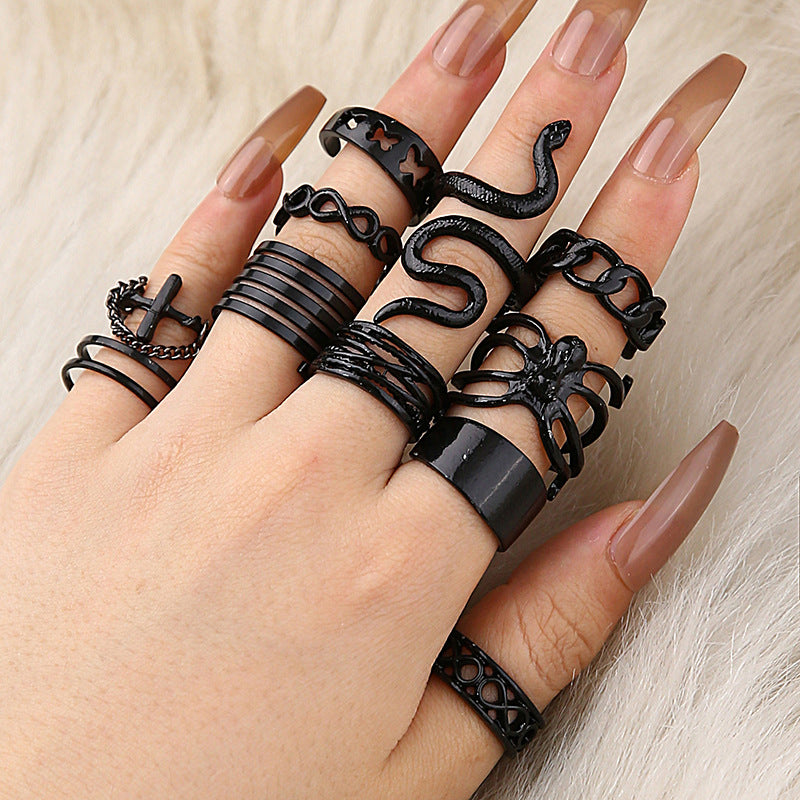 Punk Style Combination 11-piece Ring Set