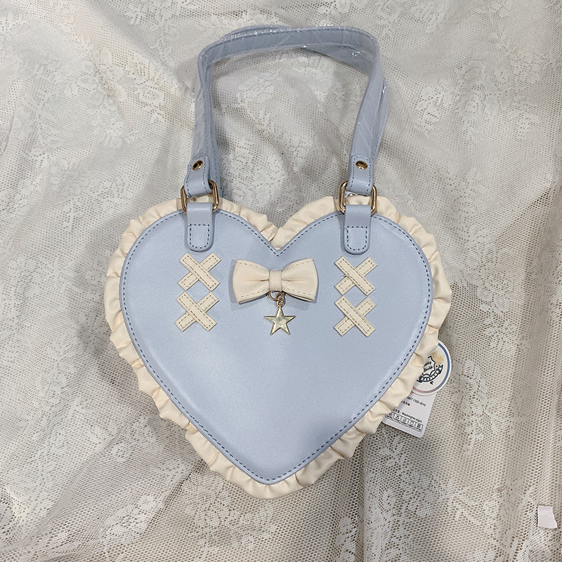 Cross Knot Lace Cute Heart Shape Crossbody Portable Shoulder Bag