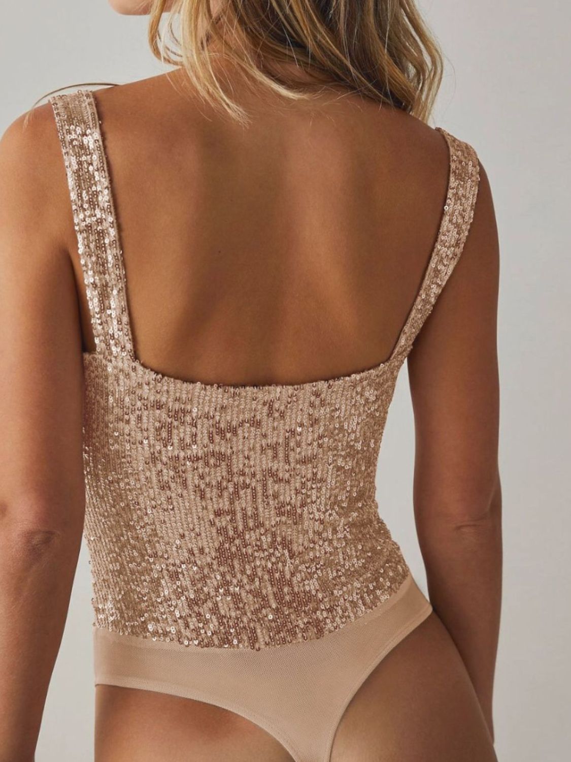 Elegant Sequin Wide Strap Bodysuit