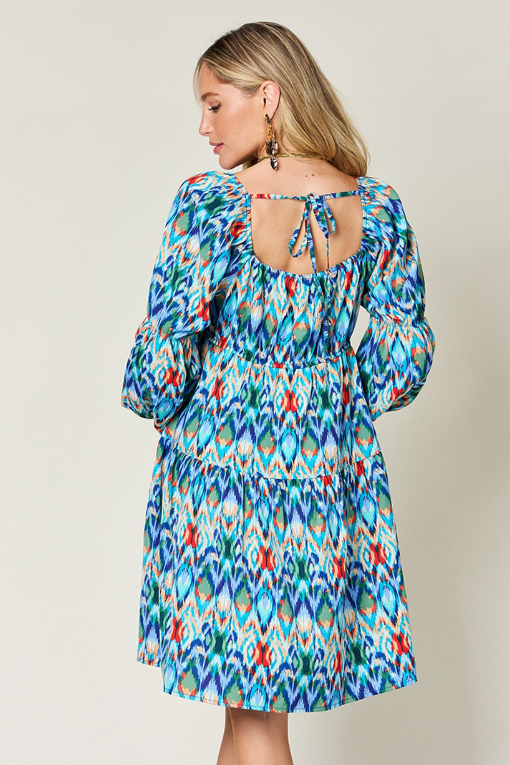 Double Take Full Size Printed Long Sleeve Dress