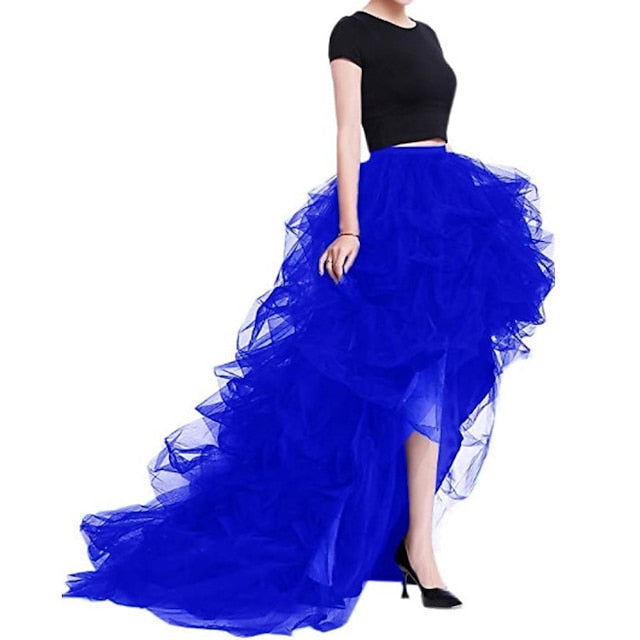 Retro Vintage Punk Gothic High-Low Tulle Skirt: Perfect for Halloween, Parties, and Weddings!