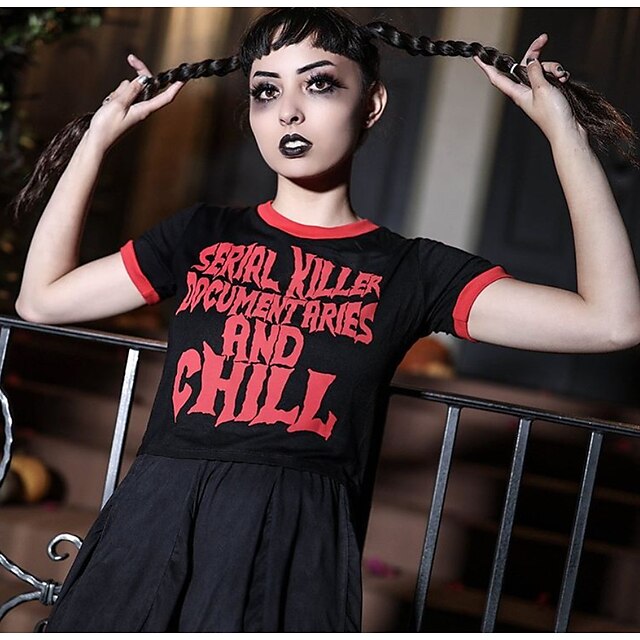 Gothic Serial Killer Crop Top: Unleash Your Dark Side with This Anime-Inspired Street Style