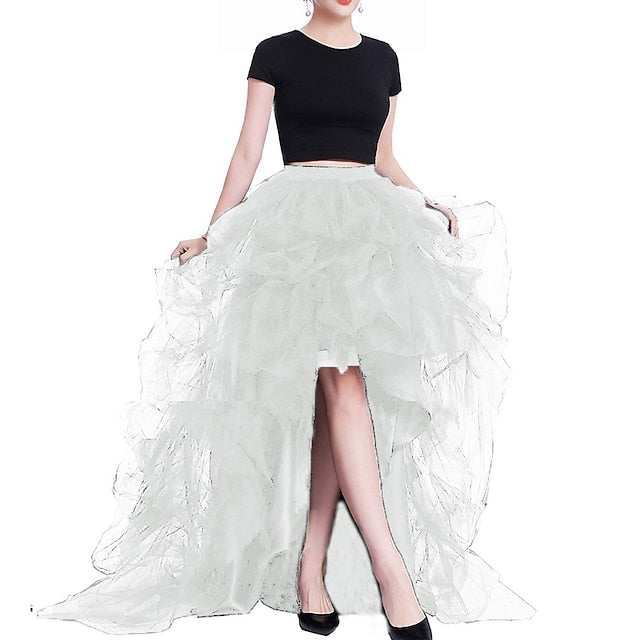 Retro Vintage Punk Gothic High-Low Tulle Skirt: Perfect for Halloween, Parties, and Weddings!